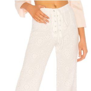 LPA Pant 153 Eyelet Cropped Pant White Lace-Up Size S